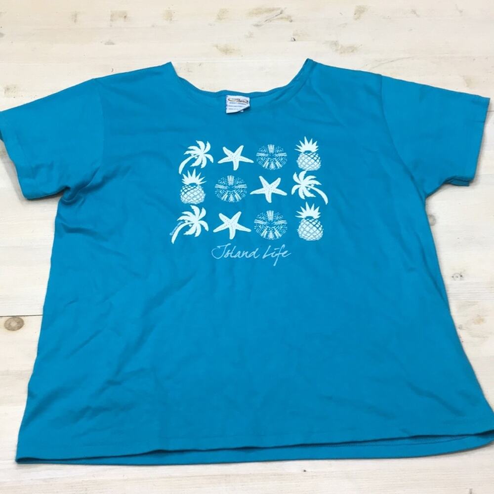 Vintage Crazy Shirt “Island Life” beach seashell graphic short sleeve T-shirt S